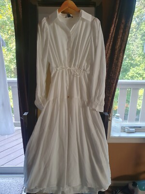 Forever 21 - Satin Tie-Front Shirt Midi Dress. Size XS. White. | eBay