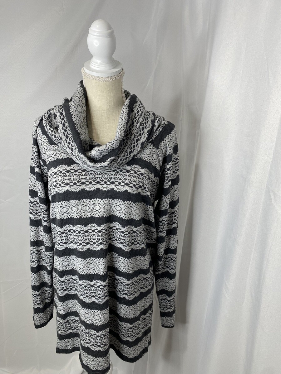 Liv Piper cowl neck long tunic sweater Shades Of Gray Large