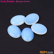 White Opalite Stone 5Pcs CAB Cabochon Oval Flat Back Stone Beads Jewelry Making