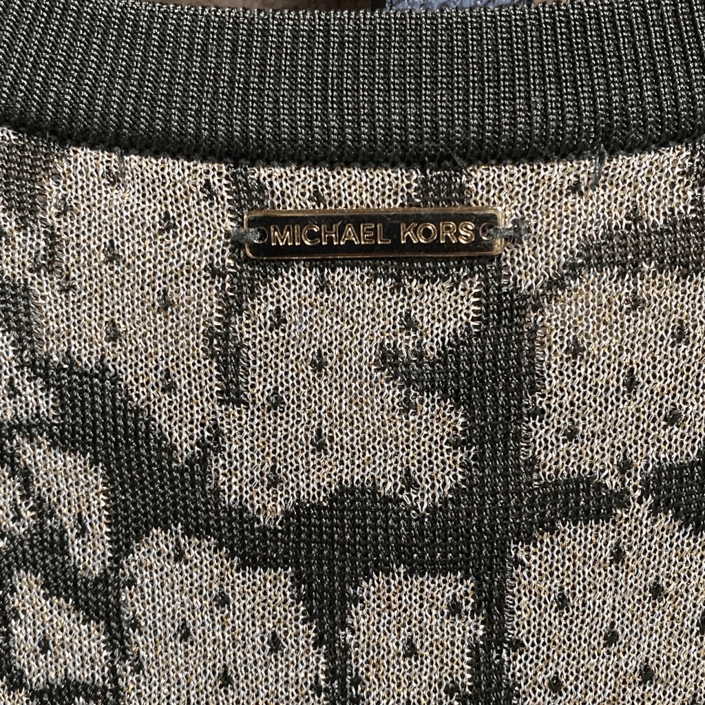 Abito MIDI Michael Kors verde leopardato senza maniche taglia small NUOVO