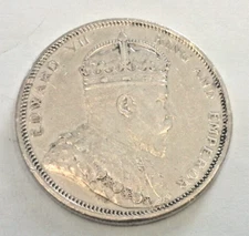 1904-B STRAITS SETTLEMENTS SILVER $1 EDWARD VII (2907)