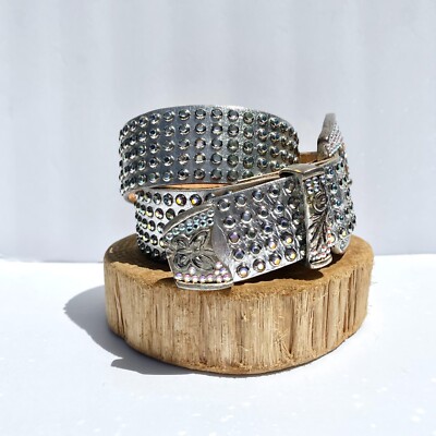 Leatherock Fully Rhinestone Crystal Bedazzled Silver Belt Mealah Glitter-Rhinestone-Western-Cowboy Belt for Women  main image 4