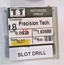 TCT REPOINTED DRILLS SLOT 1.60MM 0.0630" DIA 0.343" FLUTE LOT OF 39 