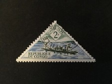 REPUBLIQUE DU CONGO TRIANGLE TETE BECHE 2F TRANSPORT ROW BOAT - USED