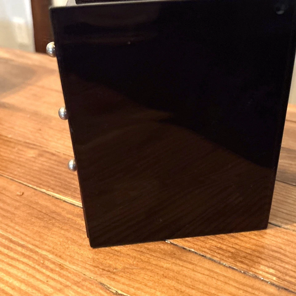 "Joyero de colección lacado negro con espejo bisagras plástico 3 cajones tocador decoración 6""" Foto 4 de 4