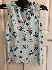 Talbots XS Blue Pink White Floral Sleeveless ...