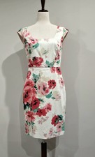 Ann Taylor Floral Pink Green Sleeveless Sheath Dress Sz 4 Romantic Cottage Rose