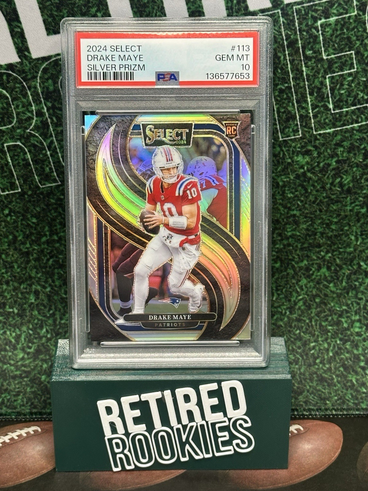 2024 Panini Select Drake Maye Rookie Silver Prizm #113 PSA 10 RC NE Patriots