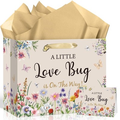 Bug Baby Shower Birthday Gift Bag for Baby Girl Boy A Little Love Bug is On T...