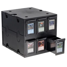 BCW 6 Drawer Card Catalog (Black) - Holds 1000+ TCG Cards - Sleeved, Toploaders
