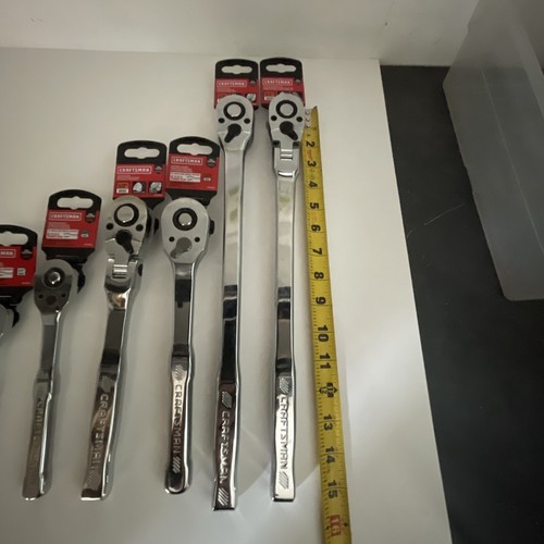 CRAFTSMAN 6pc 1/2 3/8 1/4 Drive Ratchet Set - Long - Standard - Flex head New - Picture 5 of 5
