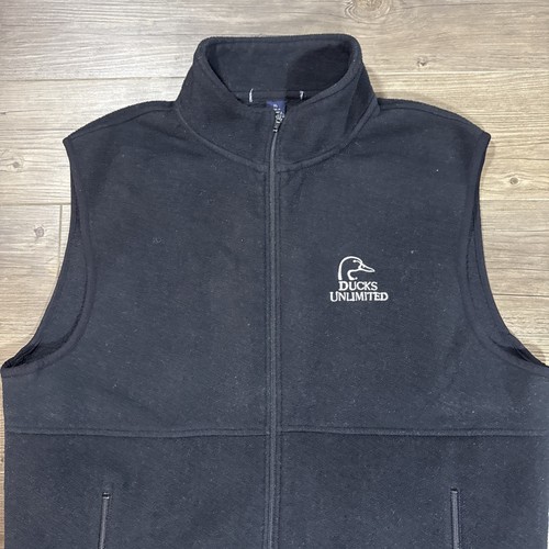 Ducks Unlimited Men’s Sleeveless Full Zip Vest Black Fleece Pockets Size XL - Picture 2 of 15