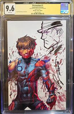 PERSUASION #1 RYAN KINCAID VIRGIN BATTEL DAMMAGED SKITCH AND SIGHNED CGC9.6 JSA