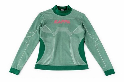 Kappa Seamless Skin Fit Top L XL Green Y2K Athleisure Gym Activewear Streetwear