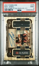 2021 Panini One - GOLD VINYL 1/1 Mac Jones (RC) Formula One Dual Tag Auto PSA 9!