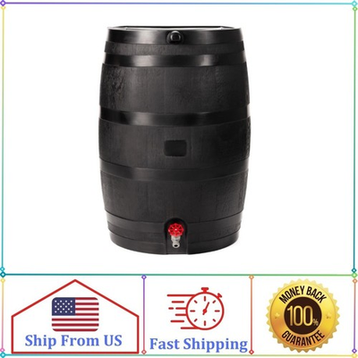 #ad #ad RTS Home Accents Polyethylene 50 Gallon Flat Back Eco Rain Barrel Black Color $70.99