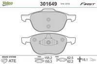 Valeo Bremsbelagsatz, Scheibenbremse 301649 FüR Ford Mazda Volvo
