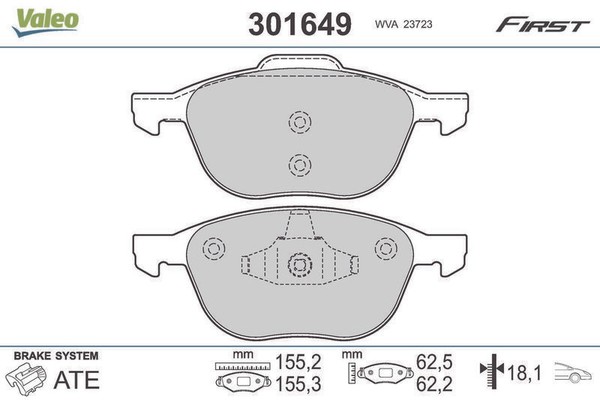 Valeo Bremsbelagsatz, Scheibenbremse 301649 FüR Ford Mazda Volvo-image