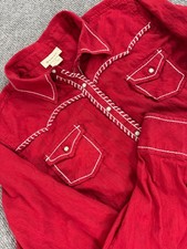 RARA Camisa Ariat Diana Western Perla A Presión Mujer Talla L/G Rojo Profundo Blanco Puntadas