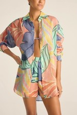Playa Linen Boyfriend Shirt - Retro Jungle Ec...