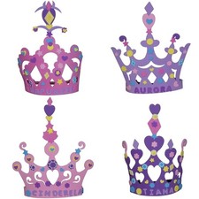 Girls Tiara and Crown Crafts Kit 12 Pack, 400 Foam Pieces Princess Party Fa...