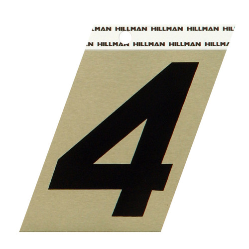 Hillman 3 in. Black & Gold Aluminum Angle Cut Sticker Number 4 840560