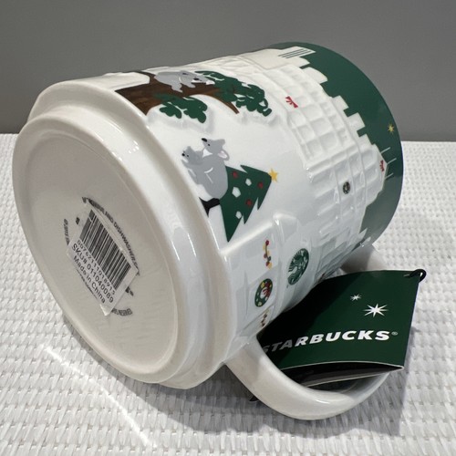Starbucks Brisbane Australia Green & White Relief Mug 2015 Version1 NEW - Bild 19 von 24