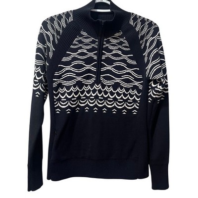 Title Nine Super Power Quarter Zip Sweater Merino Wool Blend Small