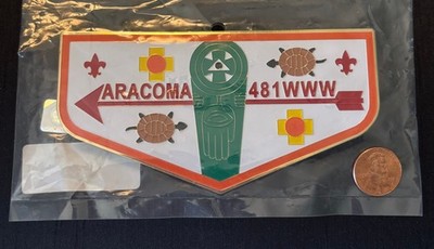 BOY SCOUT BSA OA ARACOMA LODGE 481 BLACK WARRIOR S1 ARTWORK M1 FIRST METAL FLAP