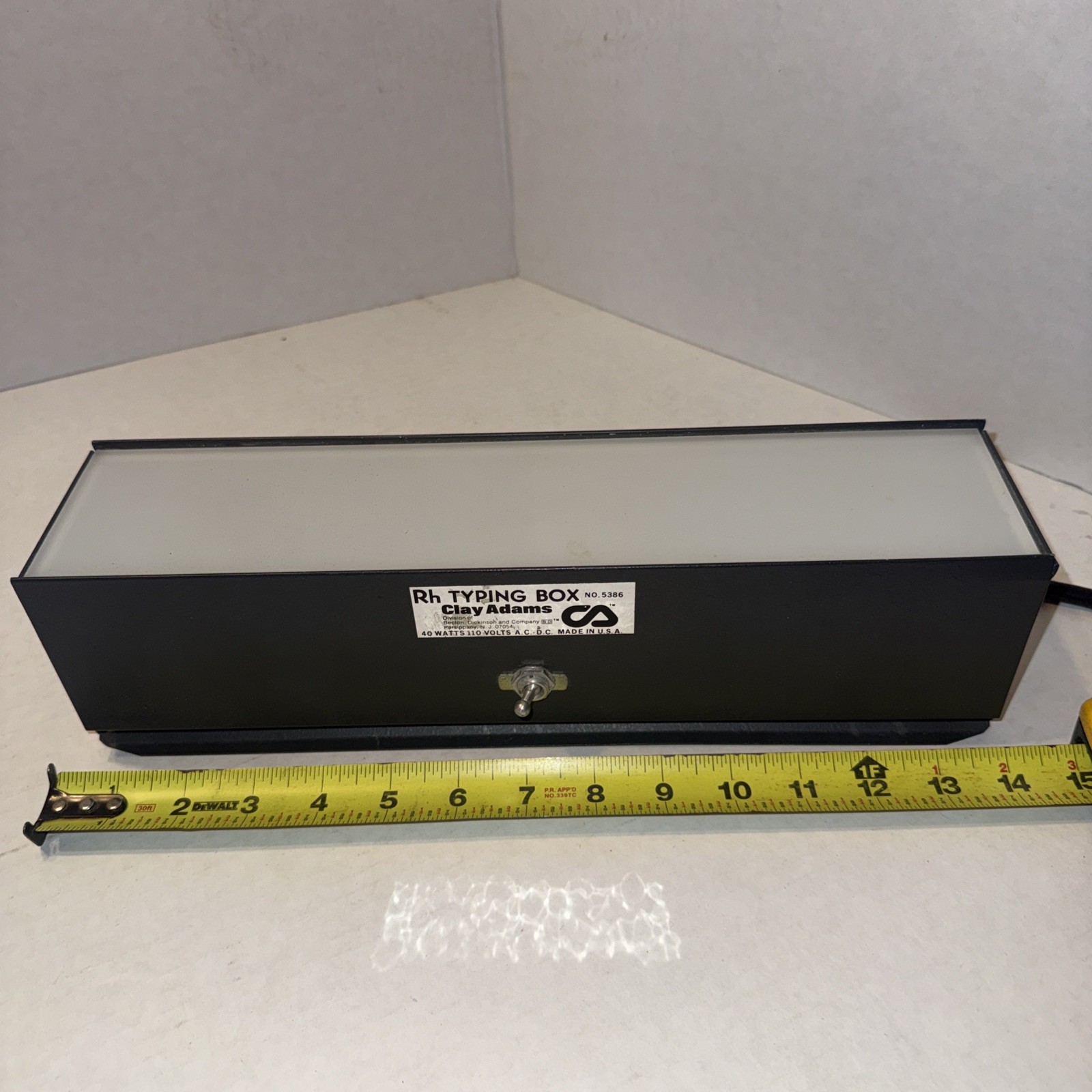 Clay Adams RH Typing Box No. 5386 40 Watts 110 Volts Made In U.S.A Working !
