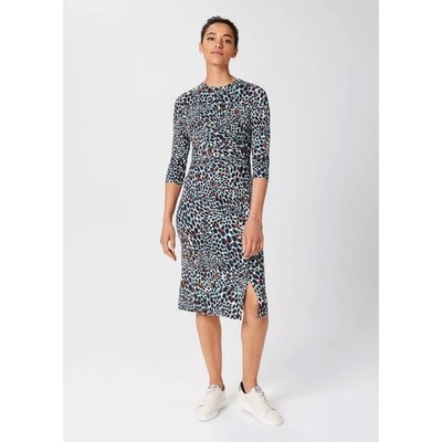 NWT!! HOBBS London Jemma Jersey Dress Green Multi Animal Print Knit US Size 6