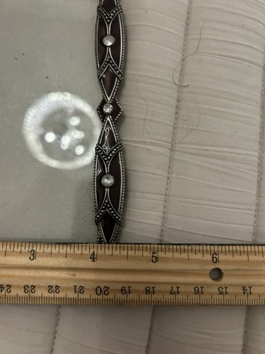 Vintage viktorianischer Stil burgunderrot Emaille und Kristall 5”x6” stehender Bilderrahmen - Bild 4 von 13