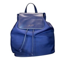 Ted Baker Navy Blue Leather Trim Nylon Drawstring Backpack Purse