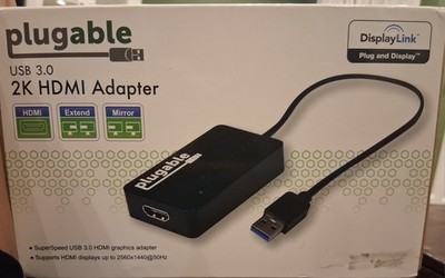 Plugable USB 3.0 to 2K HDMI Graphics Adapter DisplayLink, Black