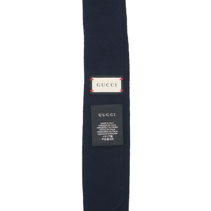 Gucci вышивка вязаный шерсти галстук 59,3 в темно-синий мужской хорошее состояние Италия - Изображение 4 из 4