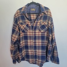 Vintage Sears Sportswear Perma-Prest Plaid Flannel Shirt Mens Blue Tan Tall XL