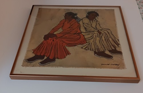 Rare To Find, Lydia Dillon Sutton Batik Painting Navajo Women 14 X14 Inches