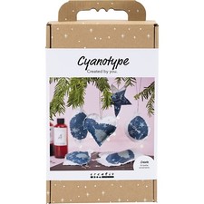 Kreativ Set Cyanotypie, Weihnachtsdekorationen, Blau, Silber