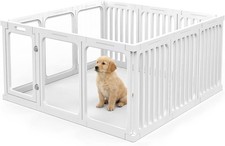 Transparent Acrylic Dog Playpen 60cm 12 Panel Puppy Pen Indoor Outdoor Fence