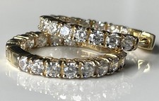 3.00 CTW CZ Inside Out Hoop Earrings In 14k Gold Over Sterling Silver 7/8 New I