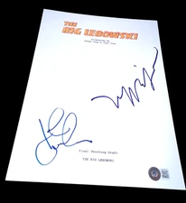JEFF BRIDGES JOHN GOODMAN SIGNED MOVIE SCRIPT THE BIG LEBOWSKI BECKETT BAS COA M
