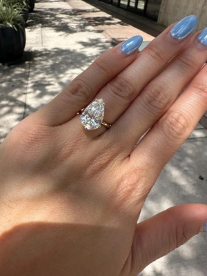 5.00CT Pear Cut Lab Grown Diamond Valentine's Day Ring 14k Yellow Gold