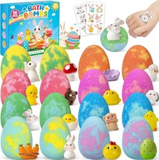 16 Pack Easter Kid Bath Bombs Gift Set with Toys Inside, Kids Bubble Bath Bomb