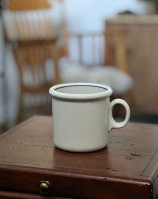 Dansk Eslau Design Tue Poulsen Diner Style Heavy Porcelain Mug Blue Stripe EXC!