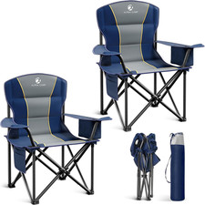 Folding Camping Chair Oversized Heavy Duty Padded Outdoor Chair with Cup Holder