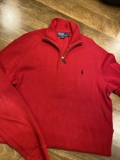 Men  s Ralph Lauren Quarter Zip Sweater Sz large