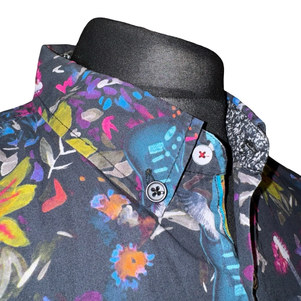 JOE BROWNS Shirt Mens LARGE (46") Long Sleeve Floral & Guitar Design - Изображение 2 из 4
