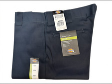 Dickies Mens wp873 twill slim fit straight leg navy blue work pants size 34x34