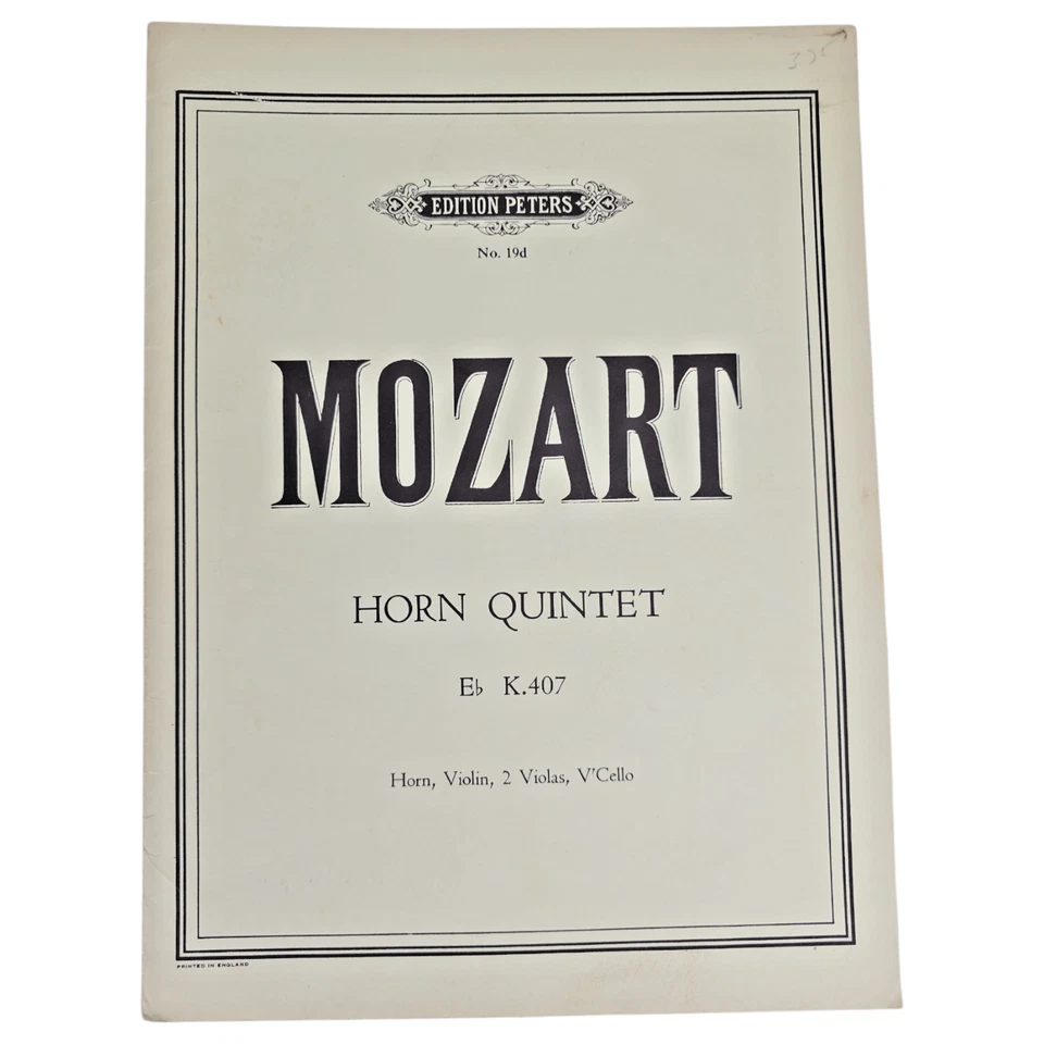 Mozart Quintet in E Flat Major K.407 Sheet Music Score Complete Strings Horn - Image 2 of 4