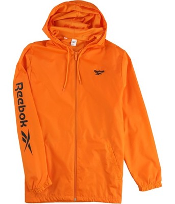Reebok Mens Classic Vector Windbreaker Jacket, Orange, Medium